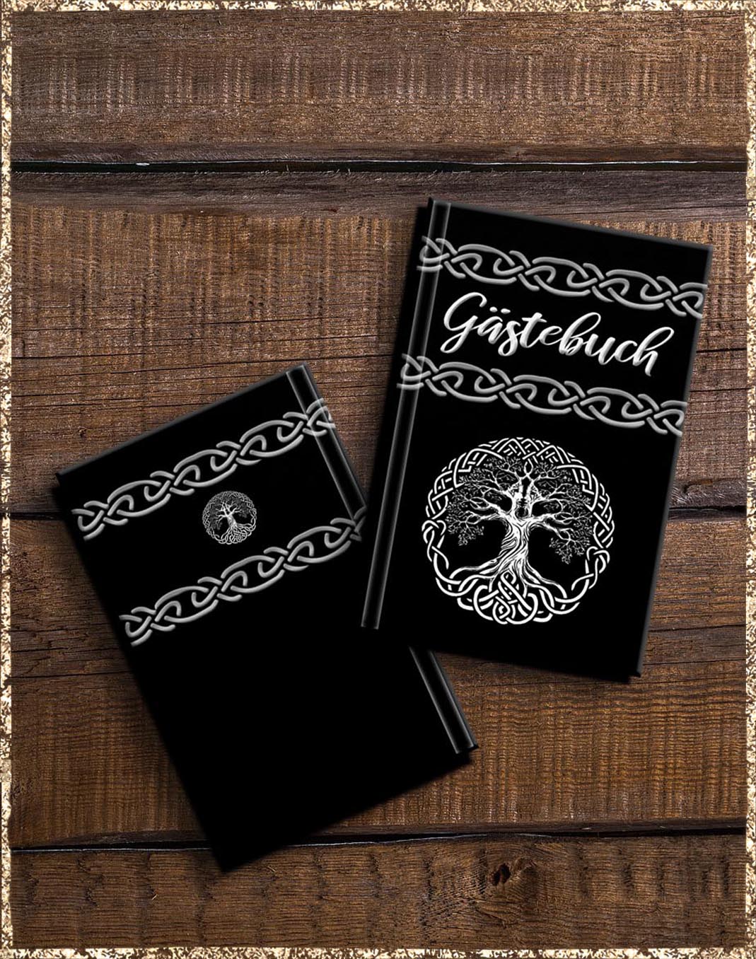 Gästebuch Hochzeit - tiefschwarz weiß Yggdrasil